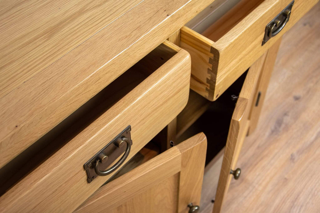 solid oak hall way dining living room small sideboard unit storage cupboard furniture