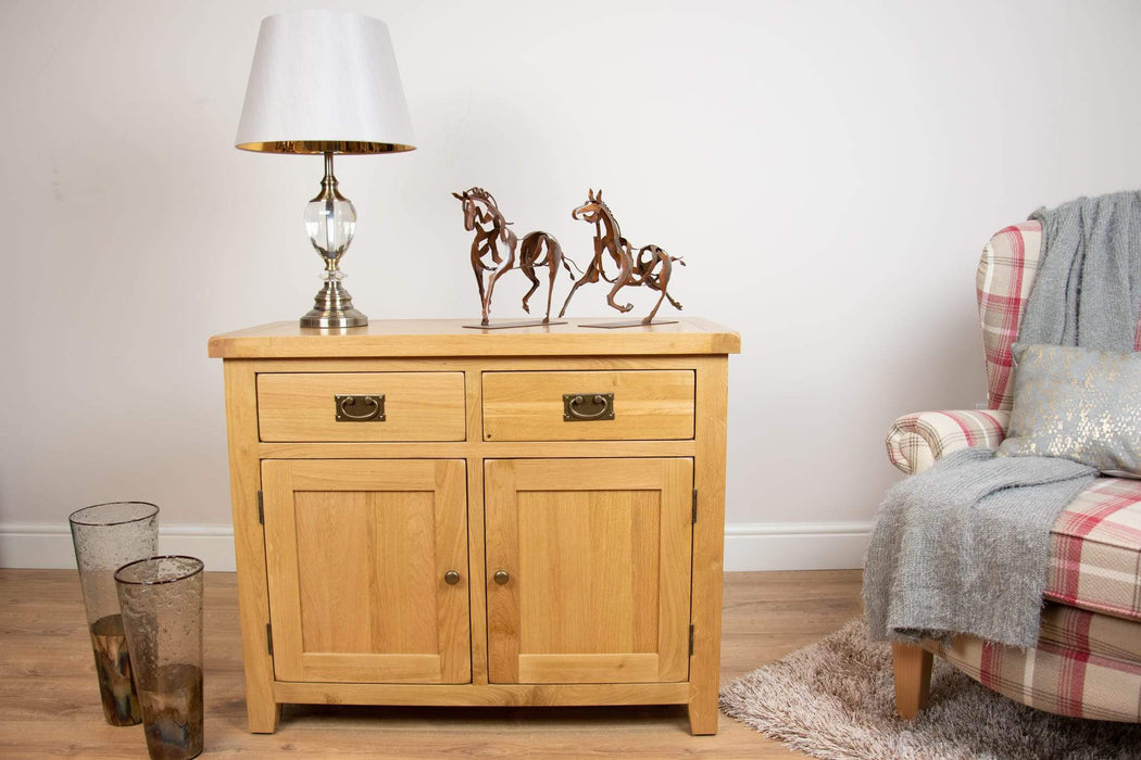 solid oak hall way dining living room small sideboard unit storage cupboard furniture