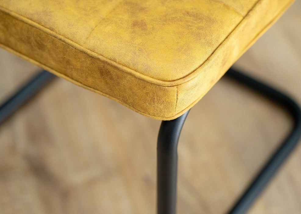 Hoxton Mustard Yellow Retro Style Dining Chair With Cantilever Black Metal Leg