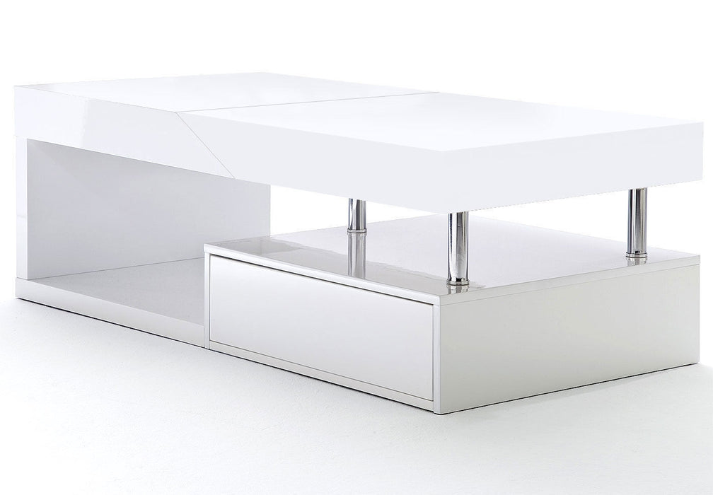 ModaNuvo 'Hope' Modern White Gloss Extending Storage Coffee Table With Drawer