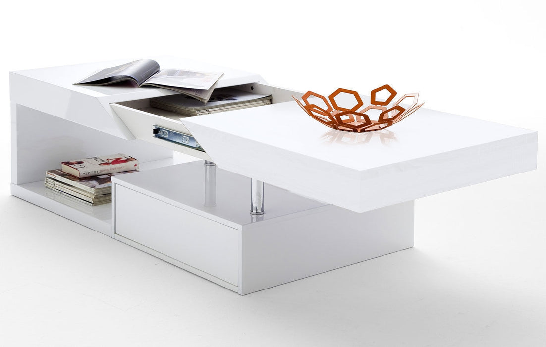 ModaNuvo 'Hope' Modern White Gloss Extending Storage Coffee Table With Drawer