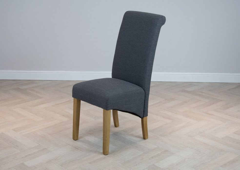 Oakwood Living Scroll Top High Back Slate Grey Fabric Chair