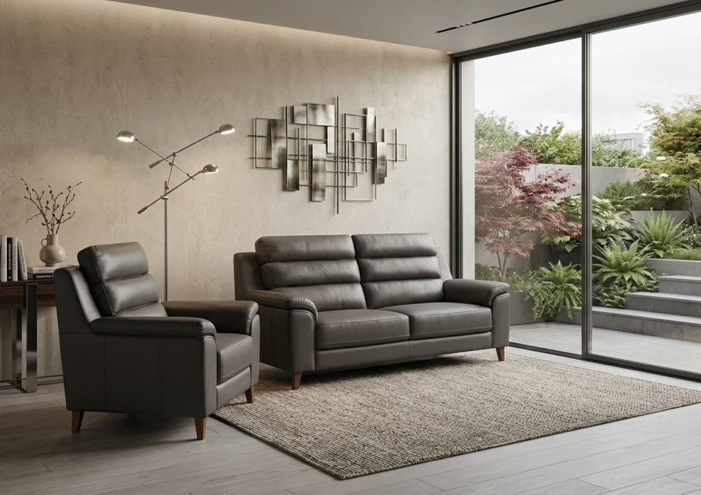 ‘Portofino’ High Quality Leather Suite Sofa Collection 3 Seater 2 Seater & Chair - Available In a Range of Colours