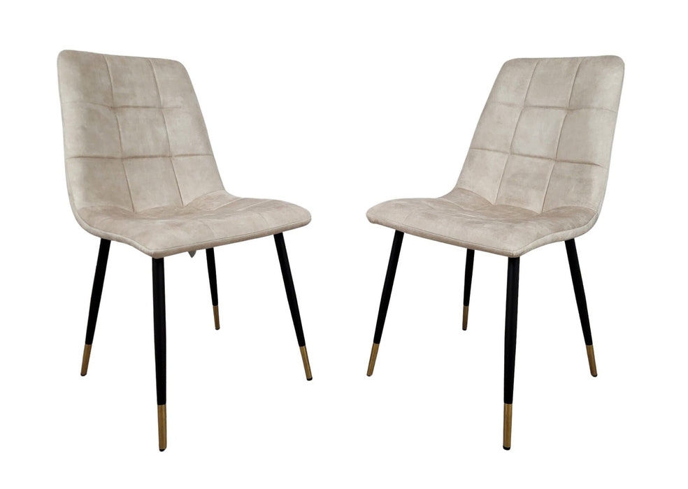 Modern Style Stirling Light Cream Champagne Velvet Dining Chairs Black Metal Leg