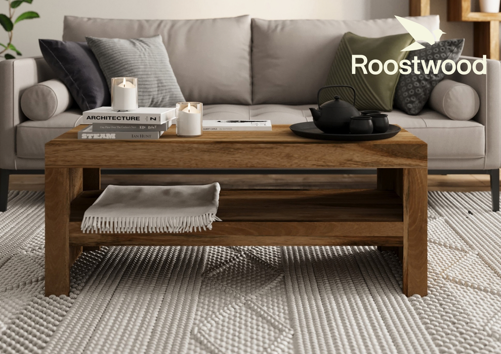 Roostwood 'Geo' Modern Solid Mango Wood Coffee / TV Table