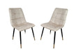 Modern Style Stirling Light Cream Champagne Velvet Dining Chairs Black Metal Leg