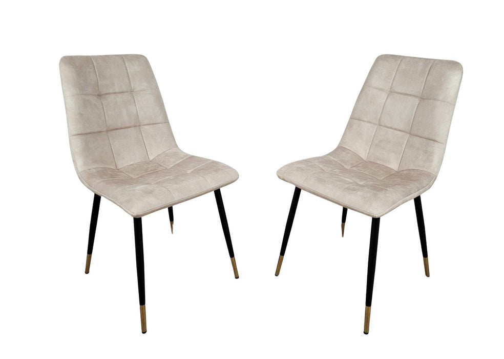 Modern Style Stirling Light Cream Champagne Velvet Dining Chairs Black Metal Leg