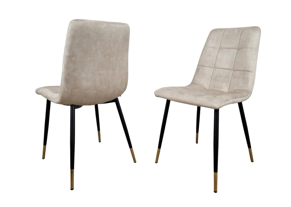 Modern Style Stirling Light Cream Champagne Velvet Dining Chairs Black Metal Leg