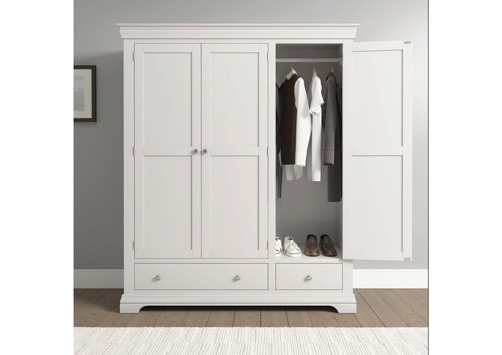 Bordeaux 3 Door Wardrobe Ivory Painted 3 Door / 2 Drawer Triple Wardrobe