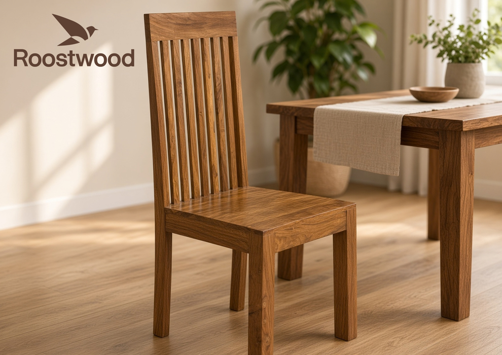 Roostwood 'Geo' Modern Solid Sheesham Wood Dining Chair