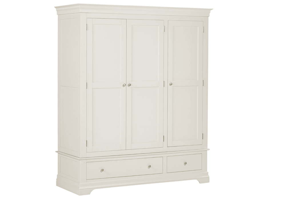 Bordeaux 3 Door Wardrobe Ivory Painted 3 Door / 2 Drawer Triple Wardrobe