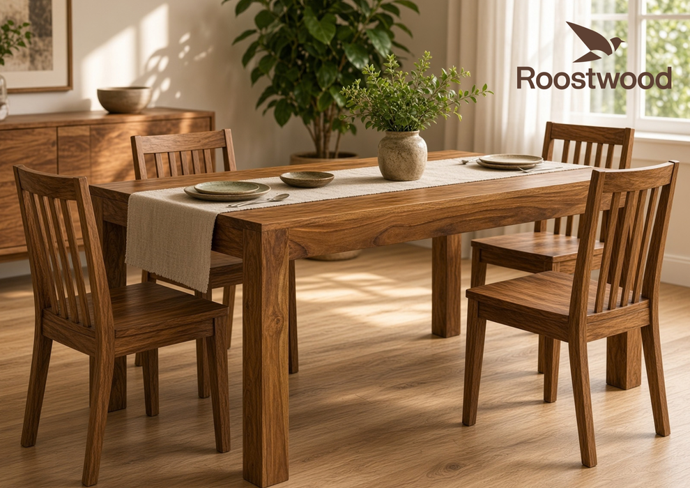 Roostwood 'Geo' Modern Solid Sheesham Wood Dining Table