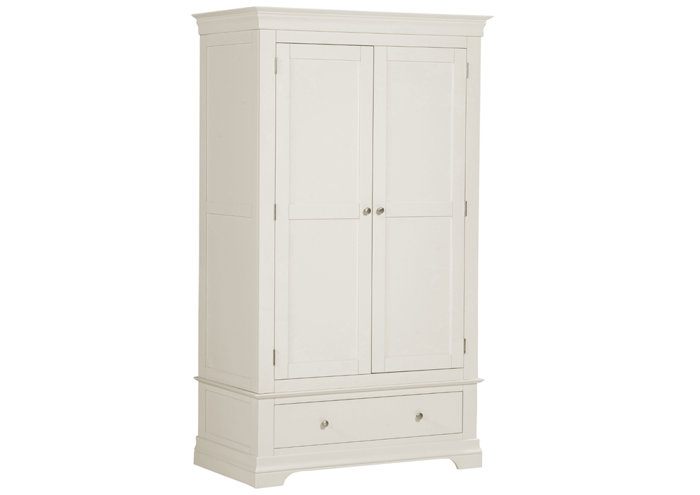 Bordeaux 2 Door 1 Drawer Wardrobe Ivory Painted 2 Door / 1 Drawer Double Wardrobe