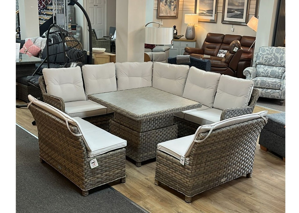 2026 NEW 'Hawaii' Brown Natural Rattan Curved Corner Sofa Set All Weather Water-Resistant Cushions