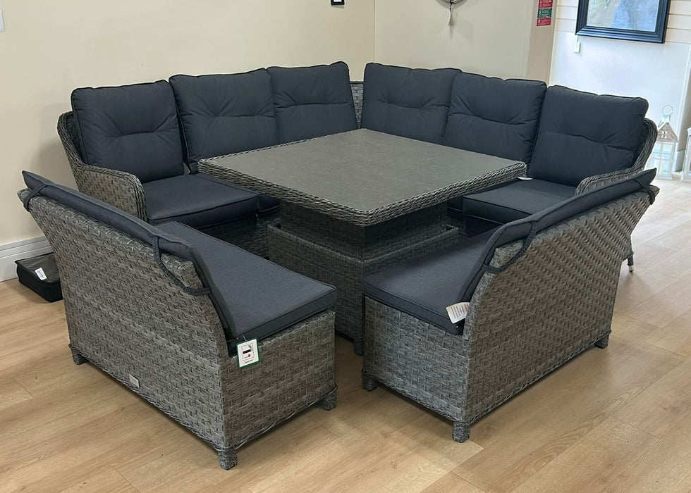 2026 NEW 'Hawaii' Grey Rattan Curved Corner Sofa Set All Weather Water-Resistant Cushions