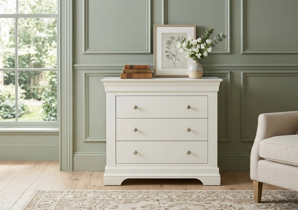 Bordeaux Ivory Painted 3 Drawer Chest