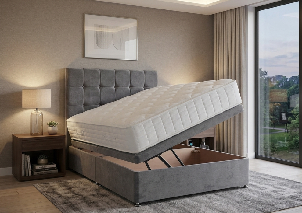 'Vermont' End or Side Opening Ottoman Storage Bed Package - Includes Mattress, Ottoman Base