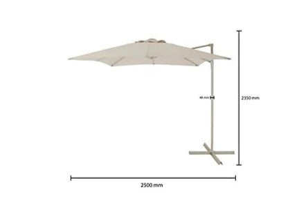 Outdoor Garden 2.5m Square Sandy Beige Overhanging Cantilever Parasol