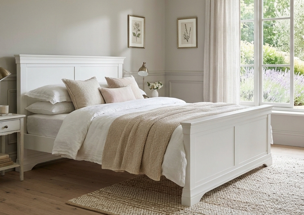Bordeaux Ivory Painted 4ft 6 Double Bed Frame