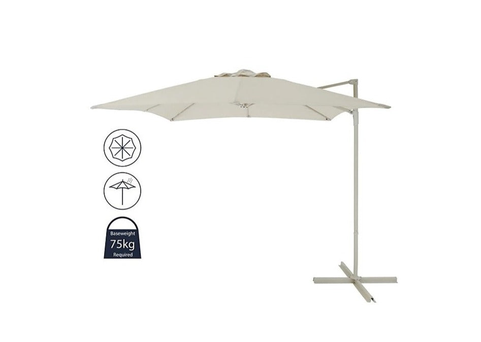 Outdoor Garden 2.5m Square Sandy Beige Overhanging Cantilever Parasol