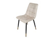 Modern Style Stirling Light Cream Champagne Velvet Dining Chairs Black Metal Leg