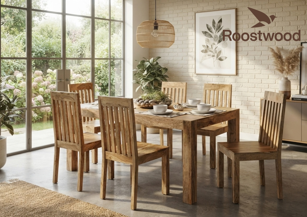 Roostwood 'Geo' Modern Solid Mango Wood Dining Table