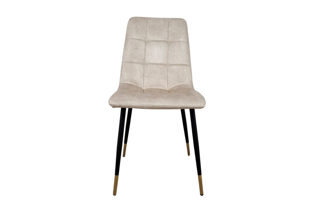 Modern Style Stirling Light Cream Champagne Velvet Dining Chairs Black Metal Leg