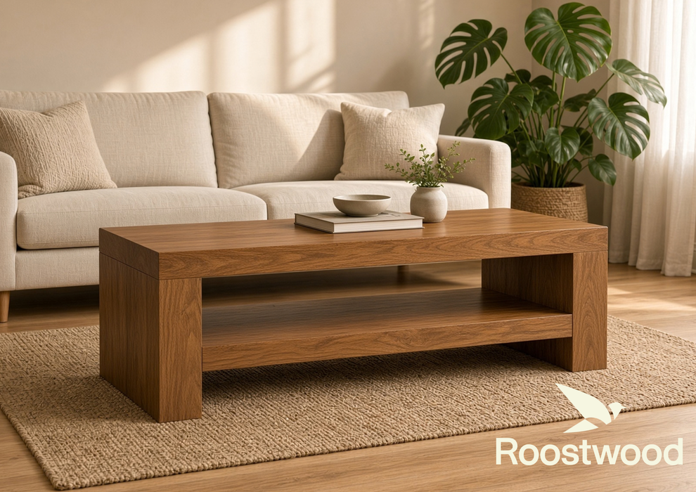 Roostwood 'Geo' Modern Solid Sheesham Wood Coffee / TV Table