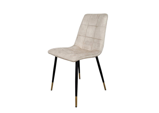 Modern Style Stirling Light Cream Champagne Velvet Dining Chairs Black Metal Leg