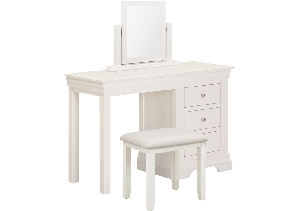 Bordeaux 3 Drawer Dressing Table Set with Painted Ivory Includes Dressing Table, Stool & Mirror