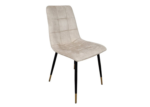 Modern Style Stirling Light Cream Champagne Velvet Dining Chairs Black Metal Leg