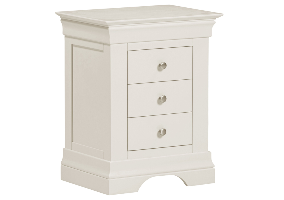 Bordeaux Ivory Painted 3 Drawer Bedside Chest of Drawers