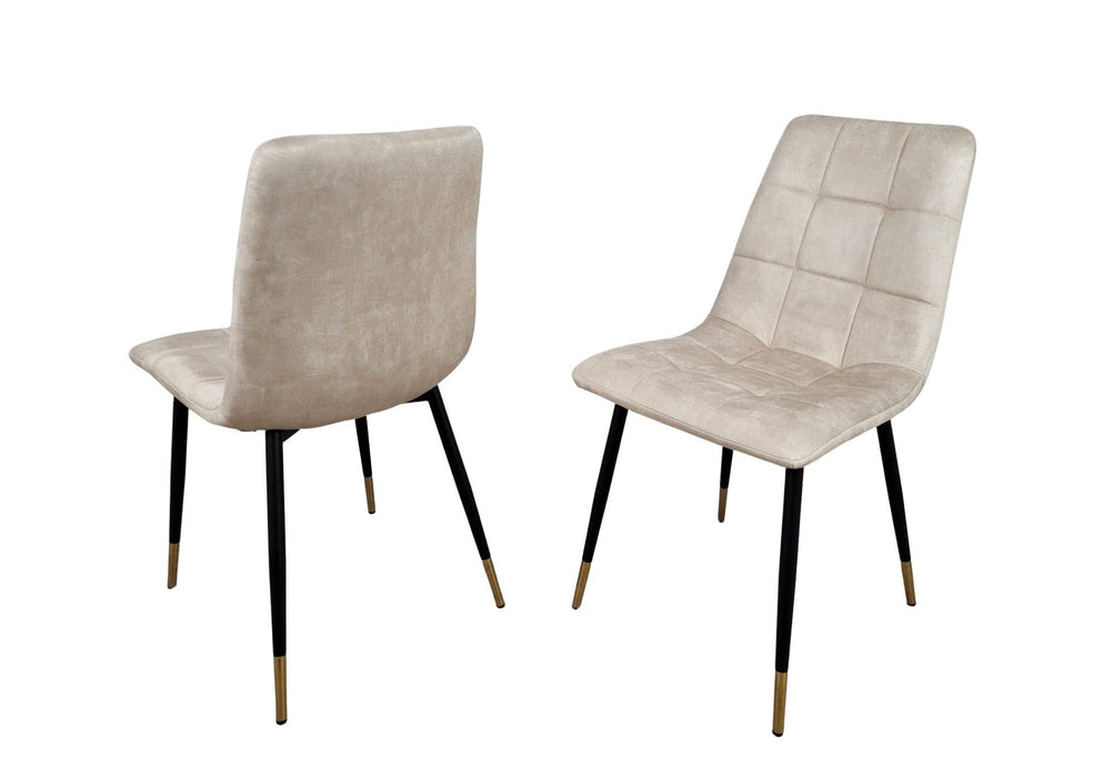 Modern Style Stirling Light Cream Champagne Velvet Dining Chairs Black Metal Leg