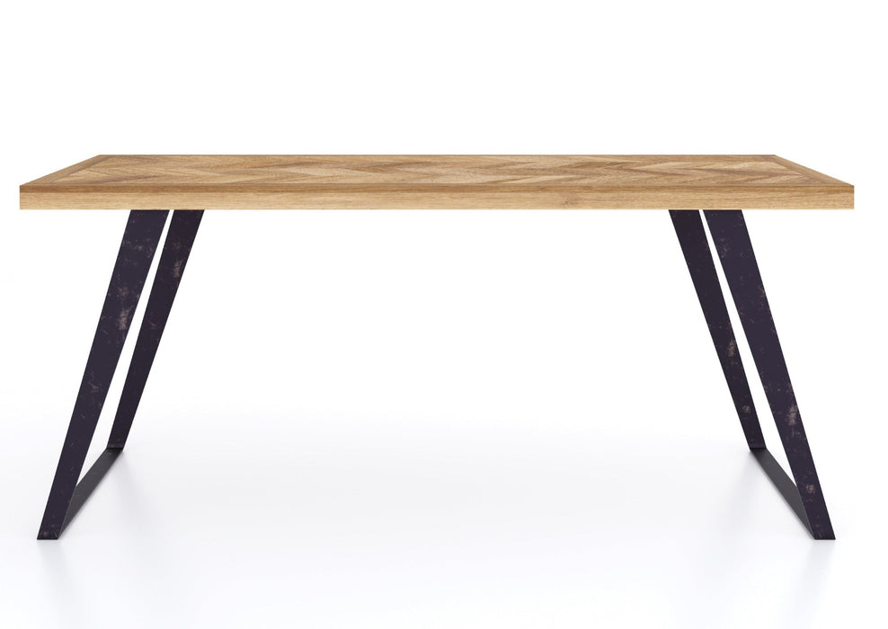 'Oakwood Living' Agra Industrial Style 1.75m Large Dining Table Mango Parquet Metal Legs