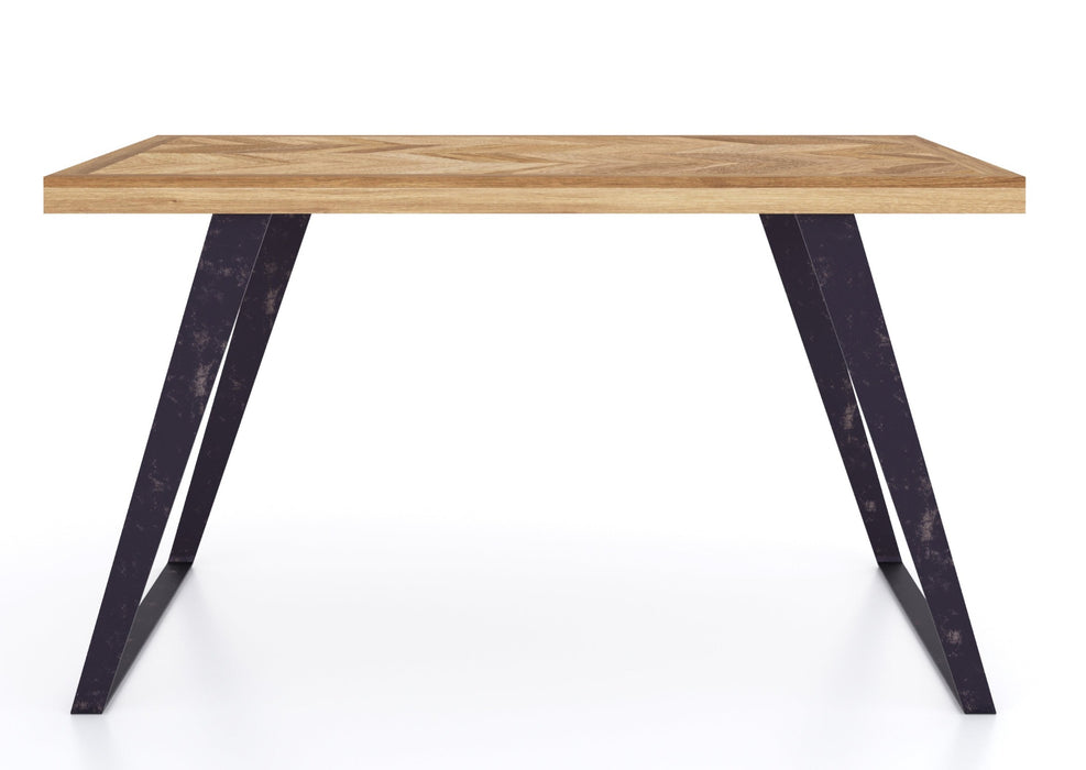 'Oakwood Living' Agra Industrial Style 1.35m Dining Table Mango Parquet Metal Legs