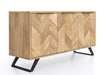 'Oakwood Living' Agra Industrial Style Large 3 Door Sideboard Cabinet Mango Parquet Metal Legs