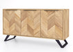 'Oakwood Living' Agra Industrial Style Large 3 Door Sideboard Cabinet Mango Parquet Metal Legs