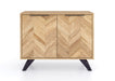 'Oakwood Living' Agra Industrial Style 2 Door Sideboard Cabinet Mango Parquet Metal Legs