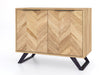 'Oakwood Living' Agra Industrial Style 2 Door Sideboard Cabinet Mango Parquet Metal Legs