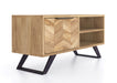 'Oakwood Living' Agra Industrial Style Coffee / TV Cabinet Table Mango Parquet Metal Legs