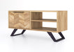 'Oakwood Living' Agra Industrial Style Coffee / TV Cabinet Table Mango Parquet Metal Legs