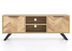 'Oakwood Living' Agra Industrial Style TV Unit Cabinet Mango Parquet Metal Legs