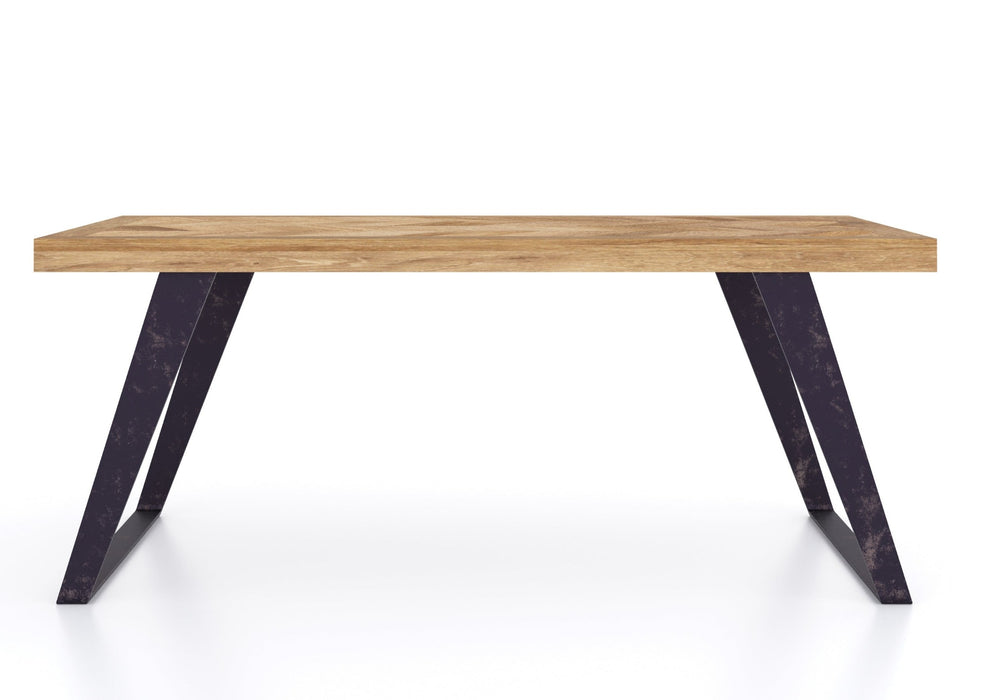 'Oakwood Living' Agra Industrial Style Coffee Table Mango Parquet Metal Legs