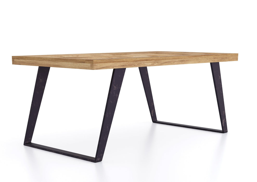 'Oakwood Living' Agra Industrial Style Coffee Table Mango Parquet Metal Legs