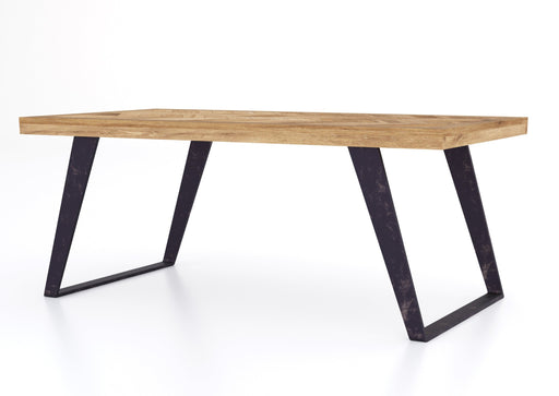 'Oakwood Living' Agra Industrial Style Coffee Table Mango Parquet Metal Legs
