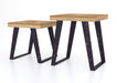 'Oakwood Living' Agra Industrial Style Nest of 2 Side Tables Mango Parquet Metal Legs