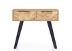 'Oakwood Living' Agra Industrial Style 2 Drawer Console Table Mango Parquet Metal Legs