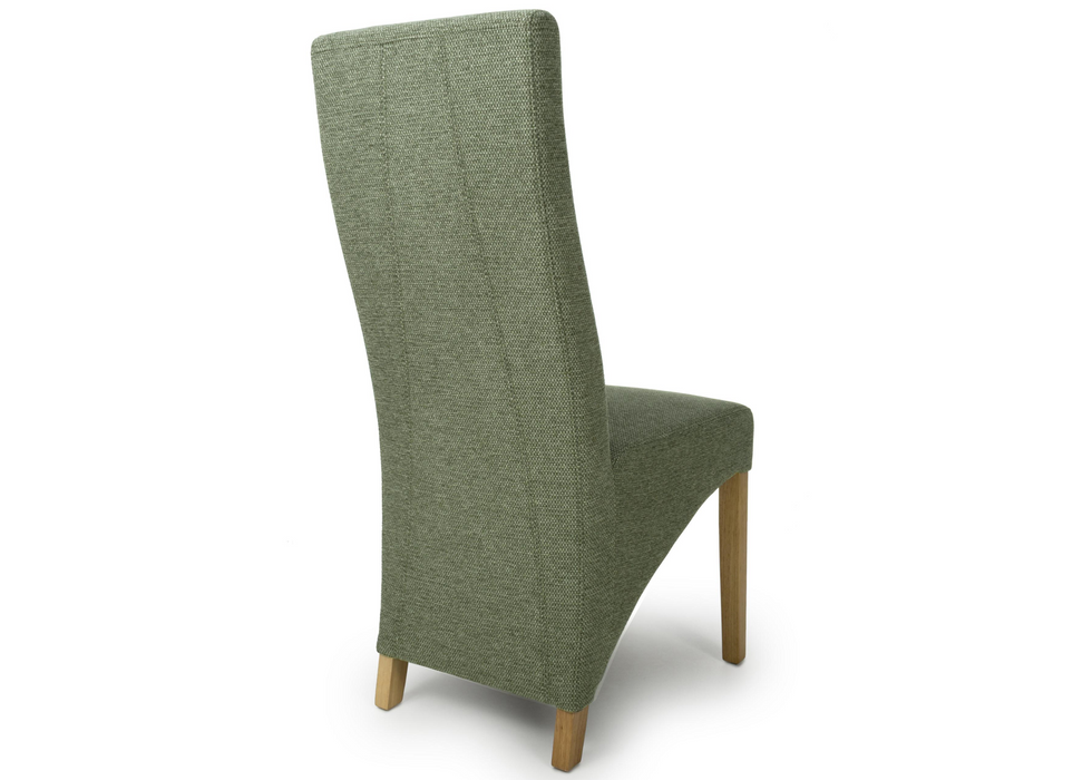 Set of 2 Baxter Weave Green Dining Chairs with Natural Legs