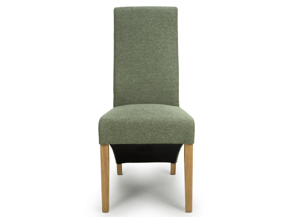 Set of 2 Baxter Weave Green Dining Chairs with Natural Legs