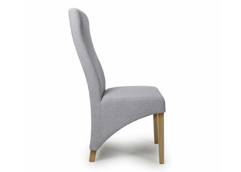 Set of 2 Baxter Weave Light Grey Dining Chairs with Natural Legs